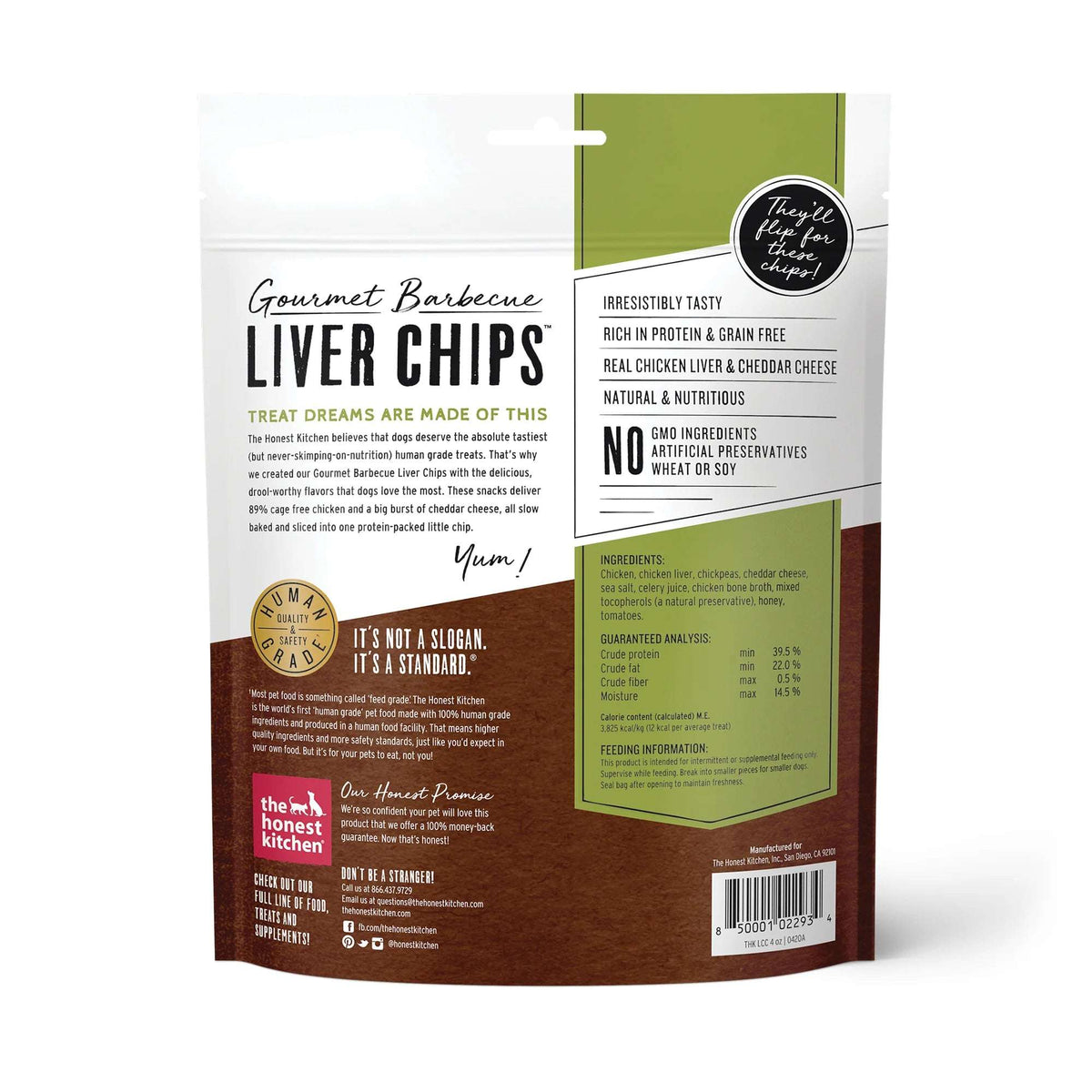 The Honest Kitchen Gourmet Barbeque Liver Chips Chicken Liver &amp; Cheddar Dog Treats