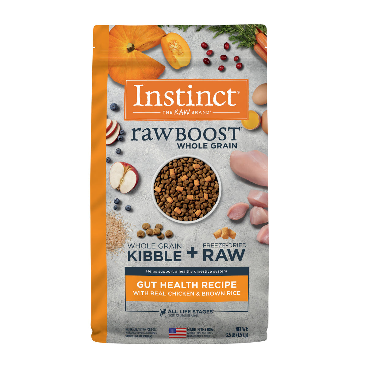 Instinct Raw Boost Whole Grain Gut Health Recipe with Real Chicken Dry Dog Food