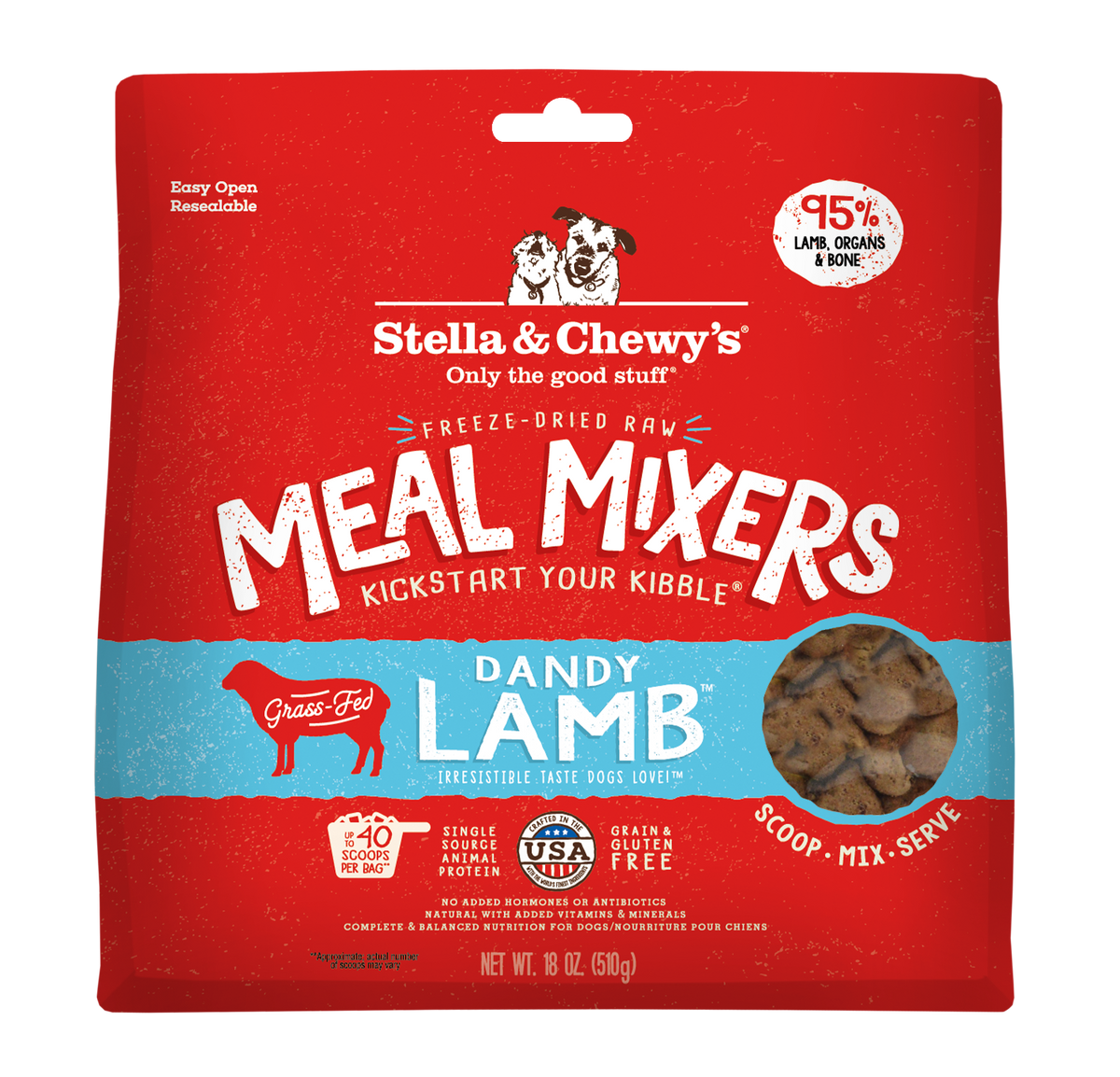 Stella &amp; Chewy&#39;s Freeze-Dried Raw Dandy Lamb Meal Mixers Dog Food Topper