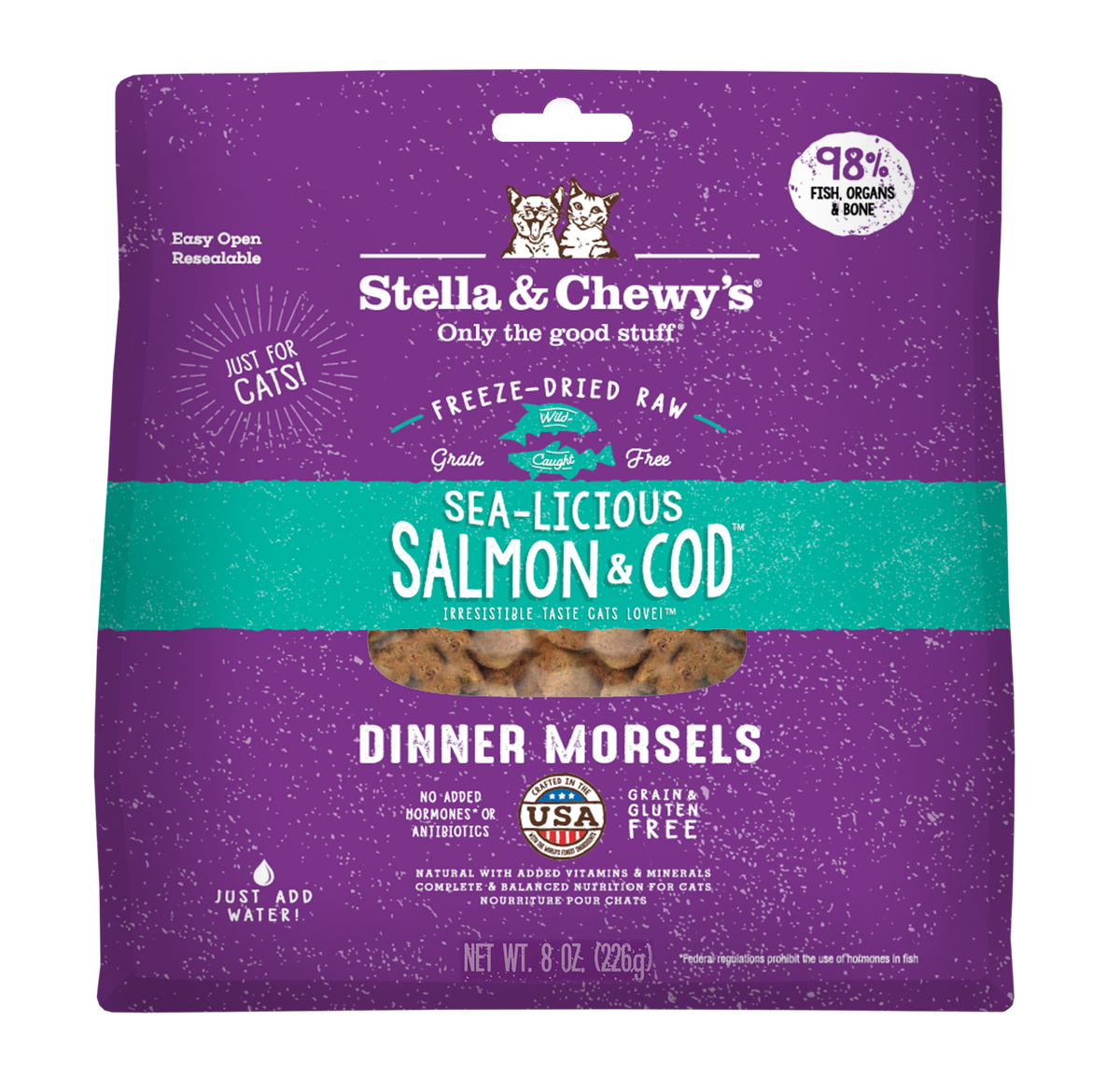Stella &amp; Chewy&#39;s Freeze-Dried Raw Sea-Licious Salmon &amp; Cod Dinner Morsels Cat Food