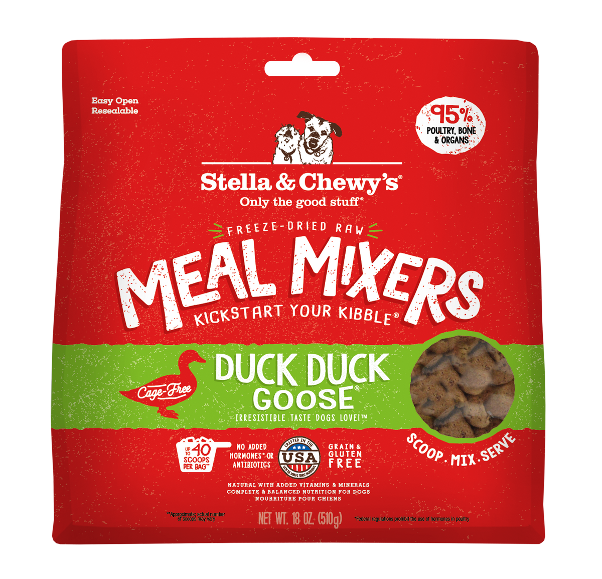 Stella &amp; Chewy&#39;s Freeze-Dried Raw Duck Duck Goose Meal Mixers Dog Food Topper
