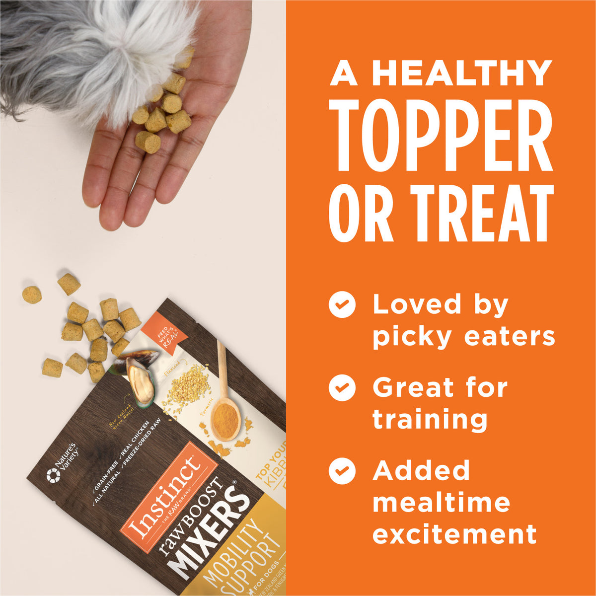 Instinct Freeze-Dried Raw Boost Mixers Grain-Free Mobility Support Recipe Dog Food Topper