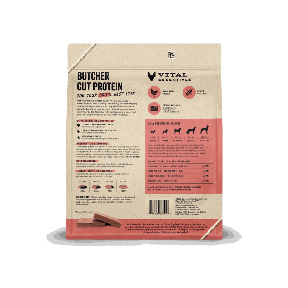 Vital Essentials Frozen Chicken Raw Dog Food