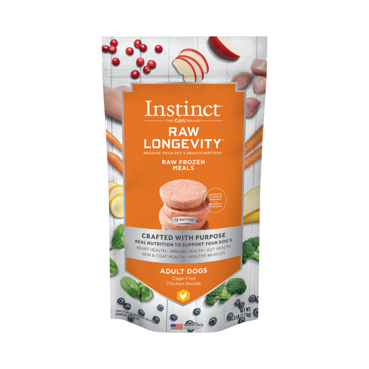 Instinct® Raw Longevity™ Raw Frozen Meals Cage-Free Chicken Recipe for Dogs