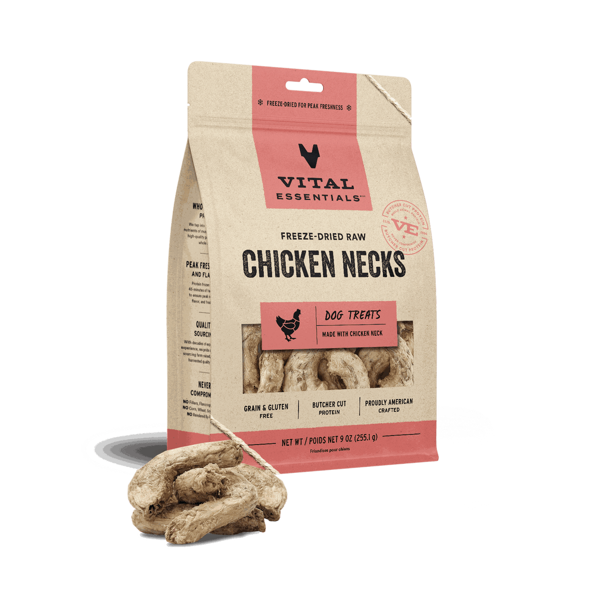 Vital Essentials Freeze-Dried Raw Chicken Necks Dog Treats