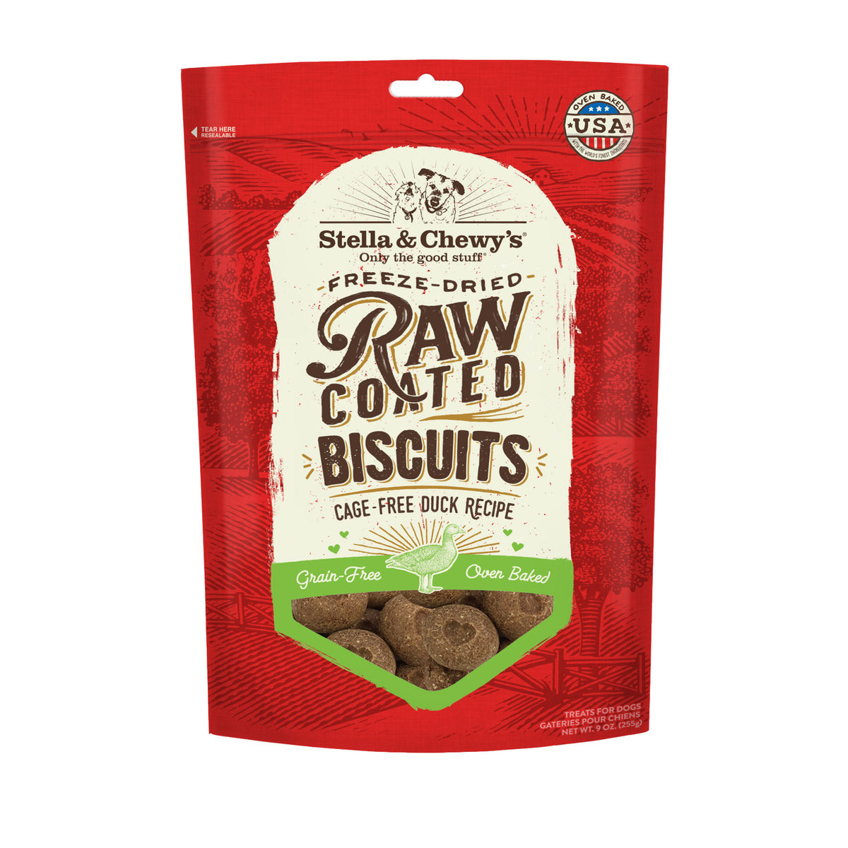 Stella &amp; Chewy&#39;s Freeze-Dried Raw Coated Biscuits Duck Dog Treats