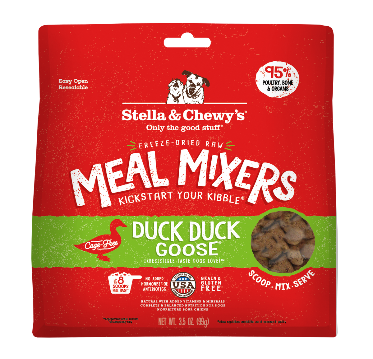 Stella &amp; Chewy&#39;s Freeze-Dried Raw Duck Duck Goose Meal Mixers Dog Food Topper
