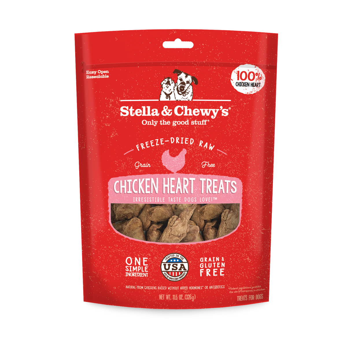 Stella &amp; Chewy&#39;s Freeze-Dried Raw Single Ingredient Treats Chicken Heart Dog Treats