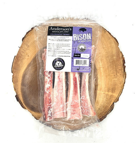 Anderson&#39;s Colorado Pasture-Raised Bison Split Marrow Bones Frozen Raw Dog Chews