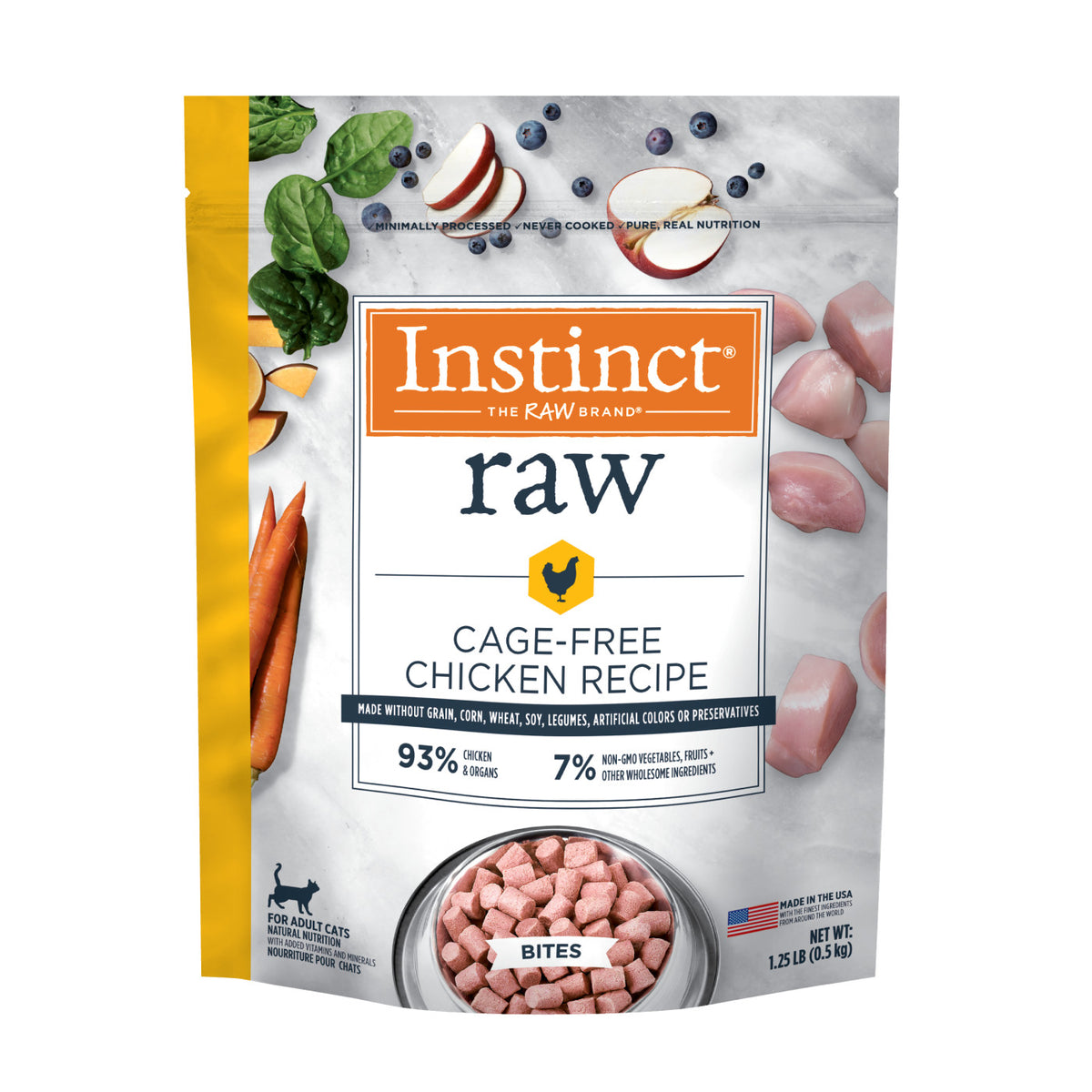 Instinct Frozen Raw Bites Grain-Free Cage-Free Chicken Recipe Cat Food