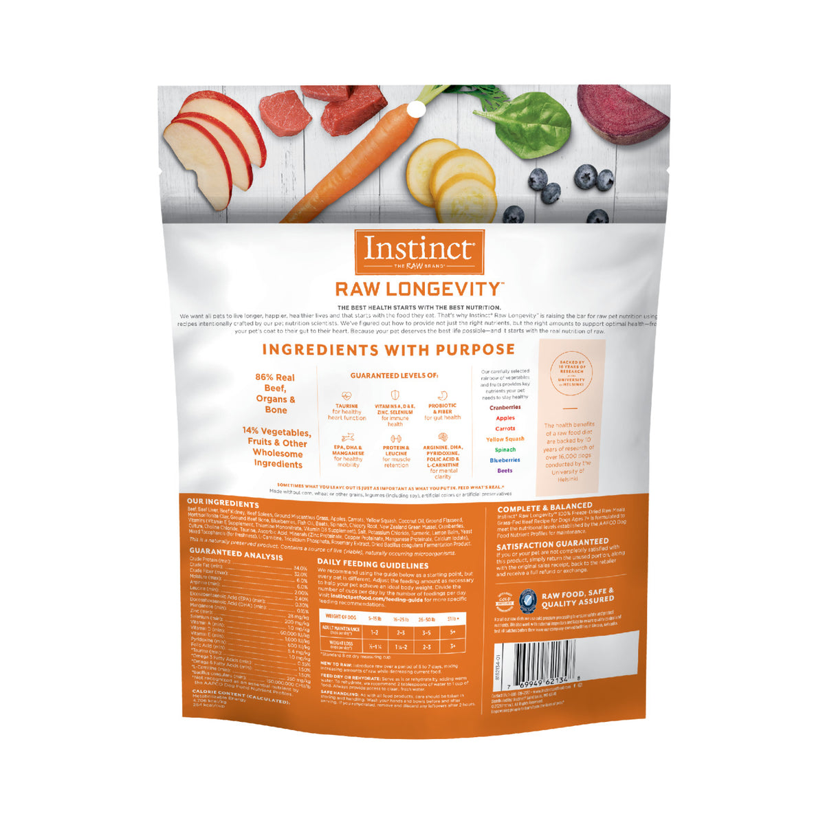 Instinct® Raw Longevity™ 100% Freeze-Dried Raw Meals Grass-Fed Beef Recipe for Adult Dogs Ages 7+