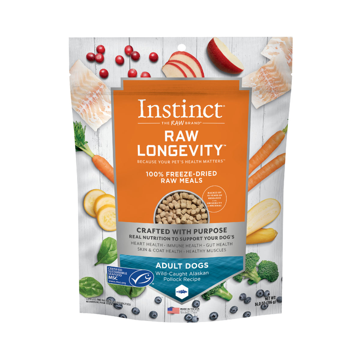Instinct® Raw Longevity™ 100% Freeze-Dried Raw Meals Wild-Caught Alaskan Pollock Recipe for Dogs