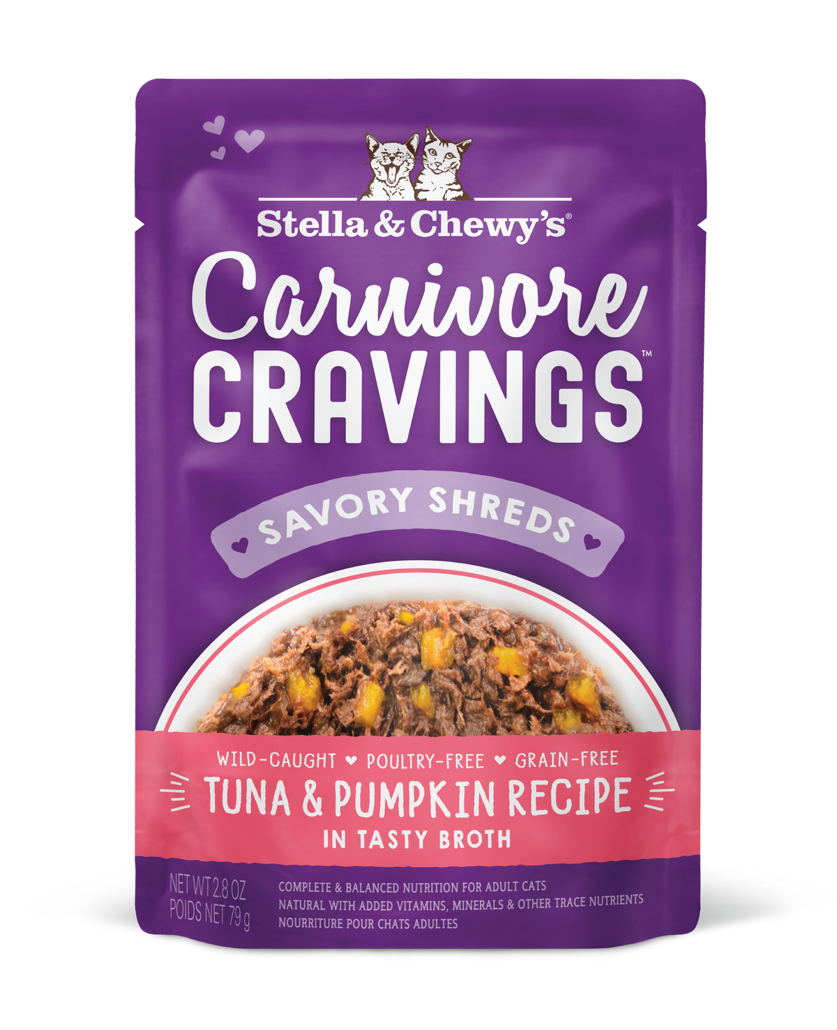 Stella &amp; Chewy&#39;s Carnivore Cravings Savory Shreds Tuna &amp; Pumpkin Cat Food