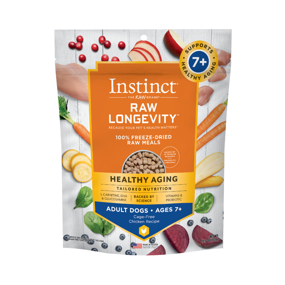Instinct® Raw Longevity™ 100% Freeze-Dried Raw Meals Cage-Free Chicken Recipe for Adult Dogs Ages 7+