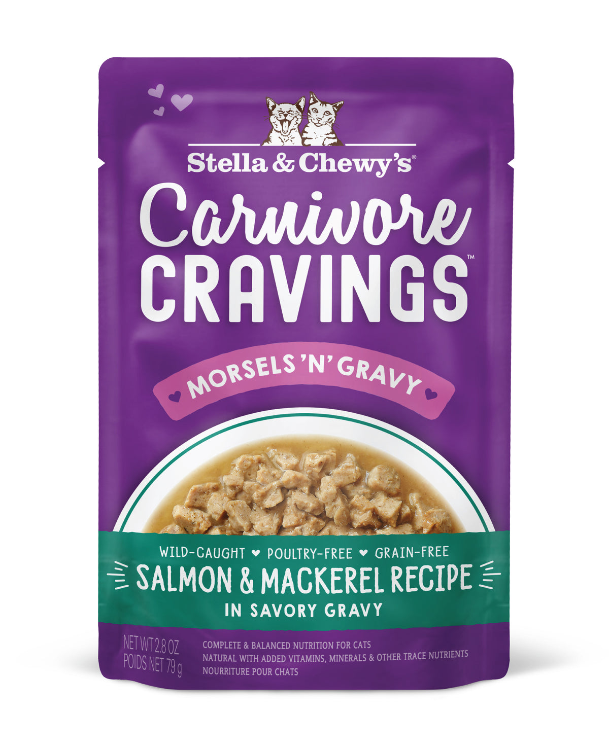 Stella &amp; Chewy&#39;s Carnivore Cravings Morsels &#39;N&#39; Gravy Salmon &amp; Mackerel Cat Food
