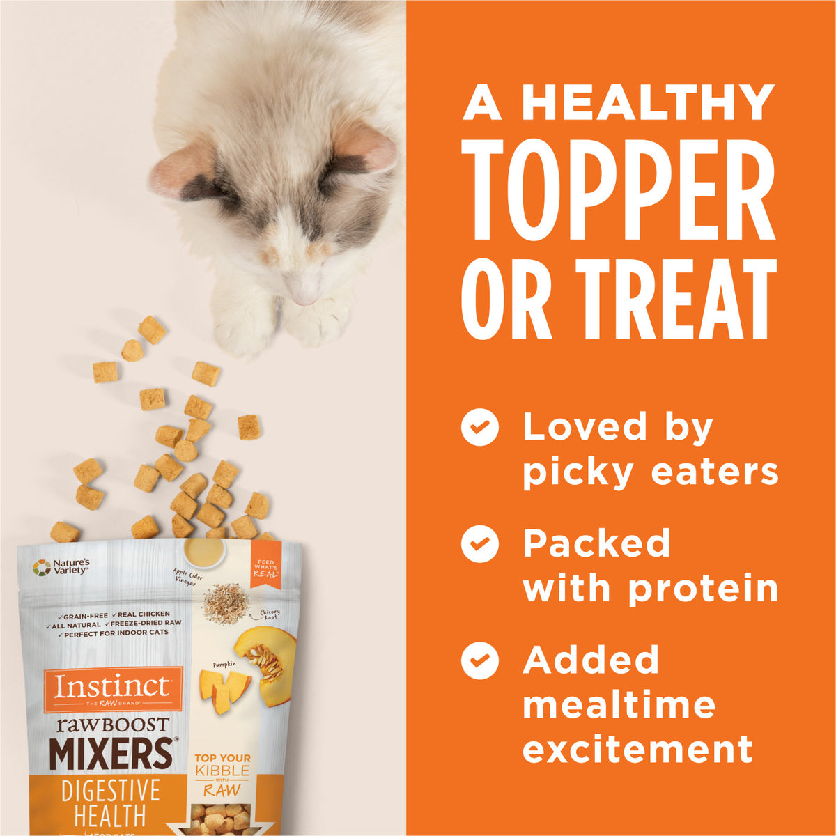 Instinct Freeze-Dried Raw Boost Mixers Grain-Free Digestive Health Recipe Cat Food Topper