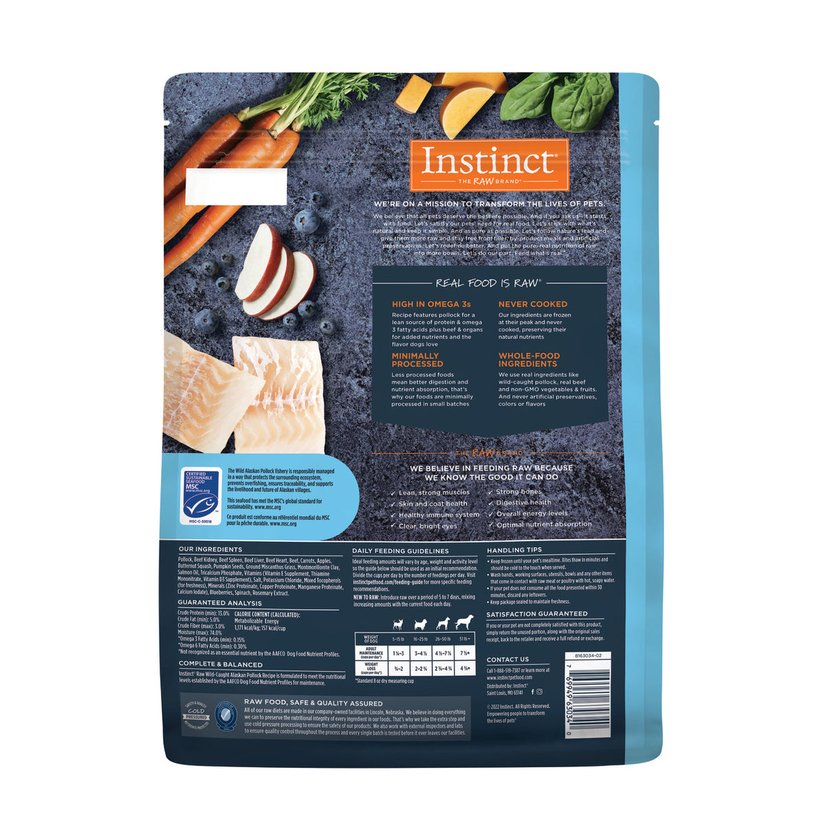 Instinct Frozen Raw Bites Grain-Free Wild-Caught Alaskan Pollock Recipe Dog Food
