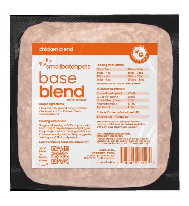 Small Batch Base Blend Chicken Frozen Dog &amp; Cat Food