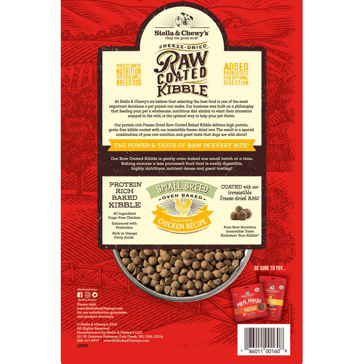 Stella &amp; Chewy&#39;s Kibble Raw Coated Chicken Small Breed Dog Food