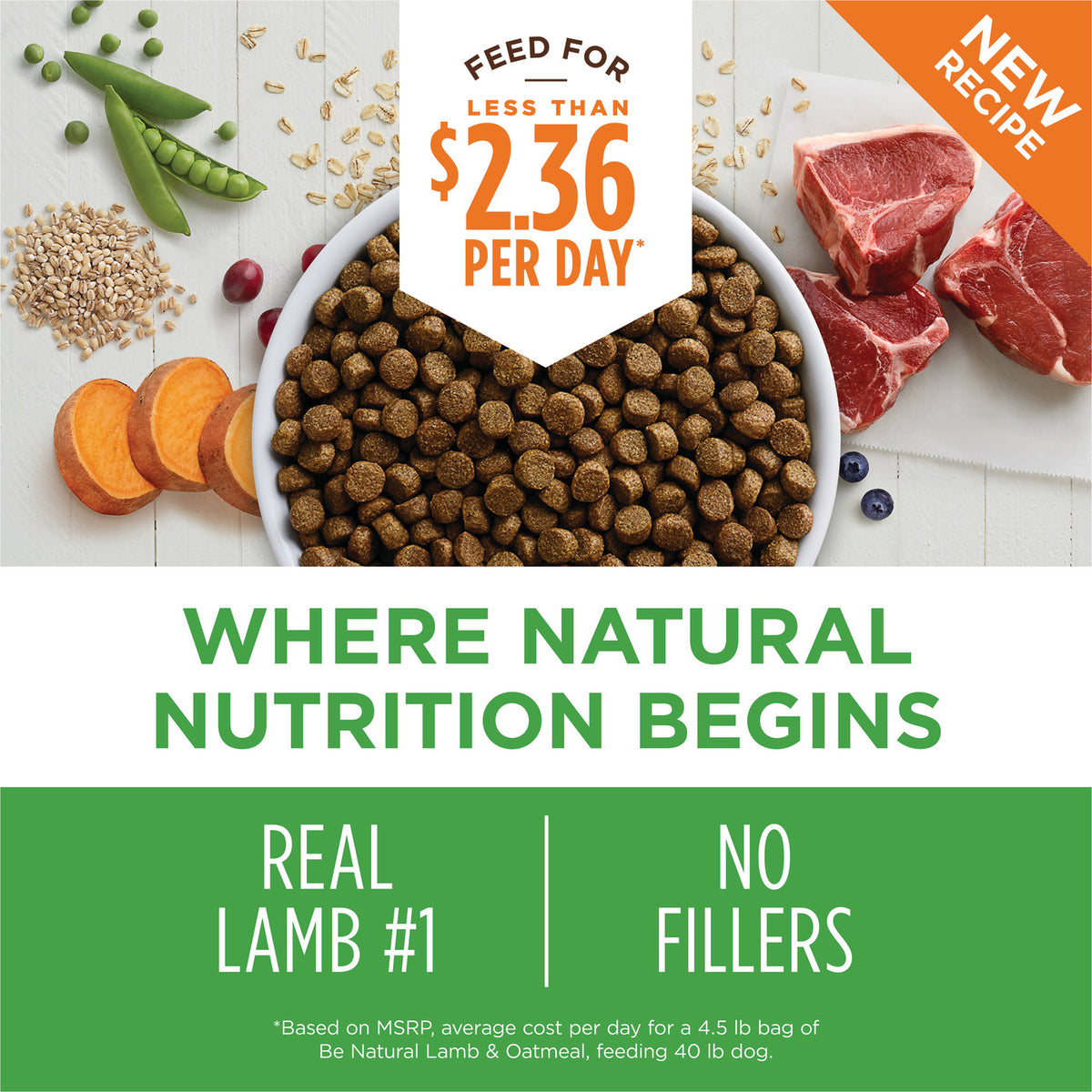 Instinct Be Natural Real Lamb &amp; Oatmeal Recipe Dry Dog Food