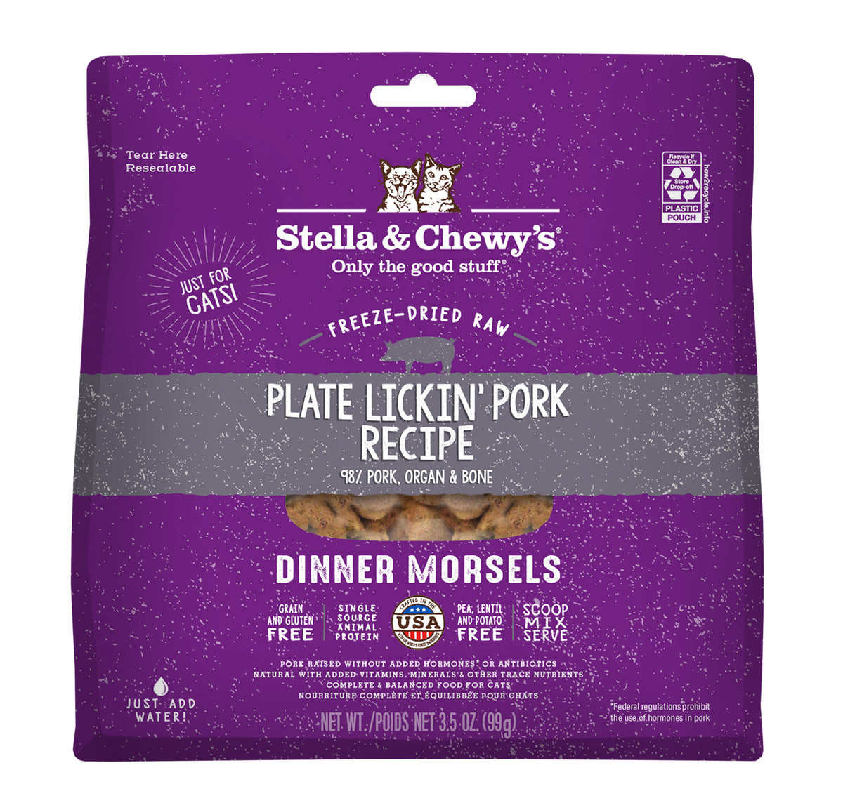 Stella &amp; Chewy&#39;s Freeze-Dried Raw Plate Lickin Pork Dinner Morsels Cat Food