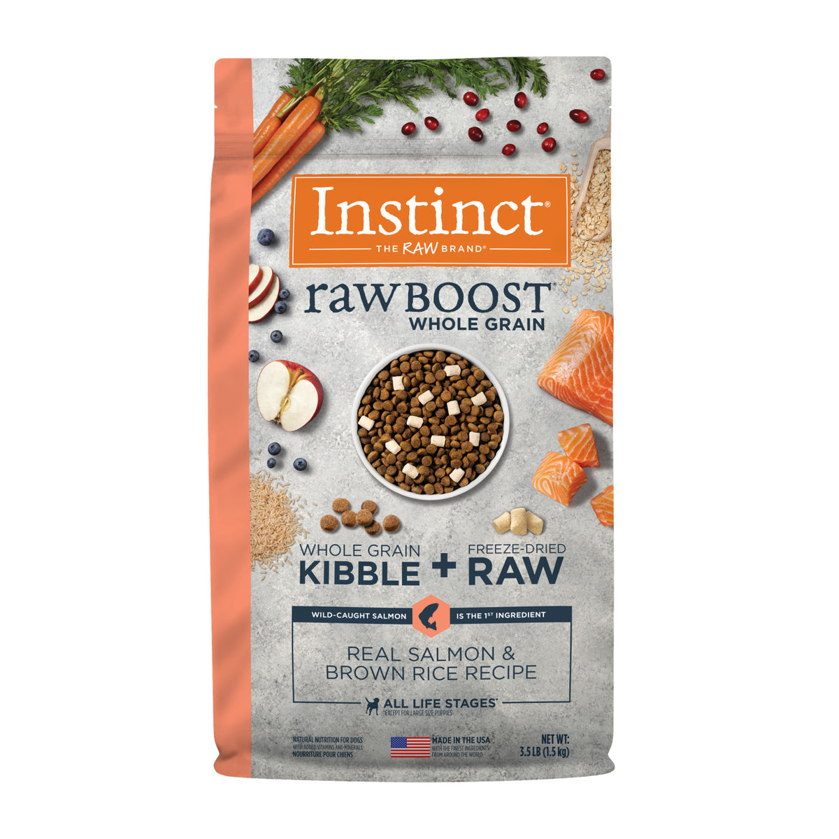Instinct Raw Boost Whole Grain Real Salmon &amp; Brown Rice Recipe Dry Dog Food