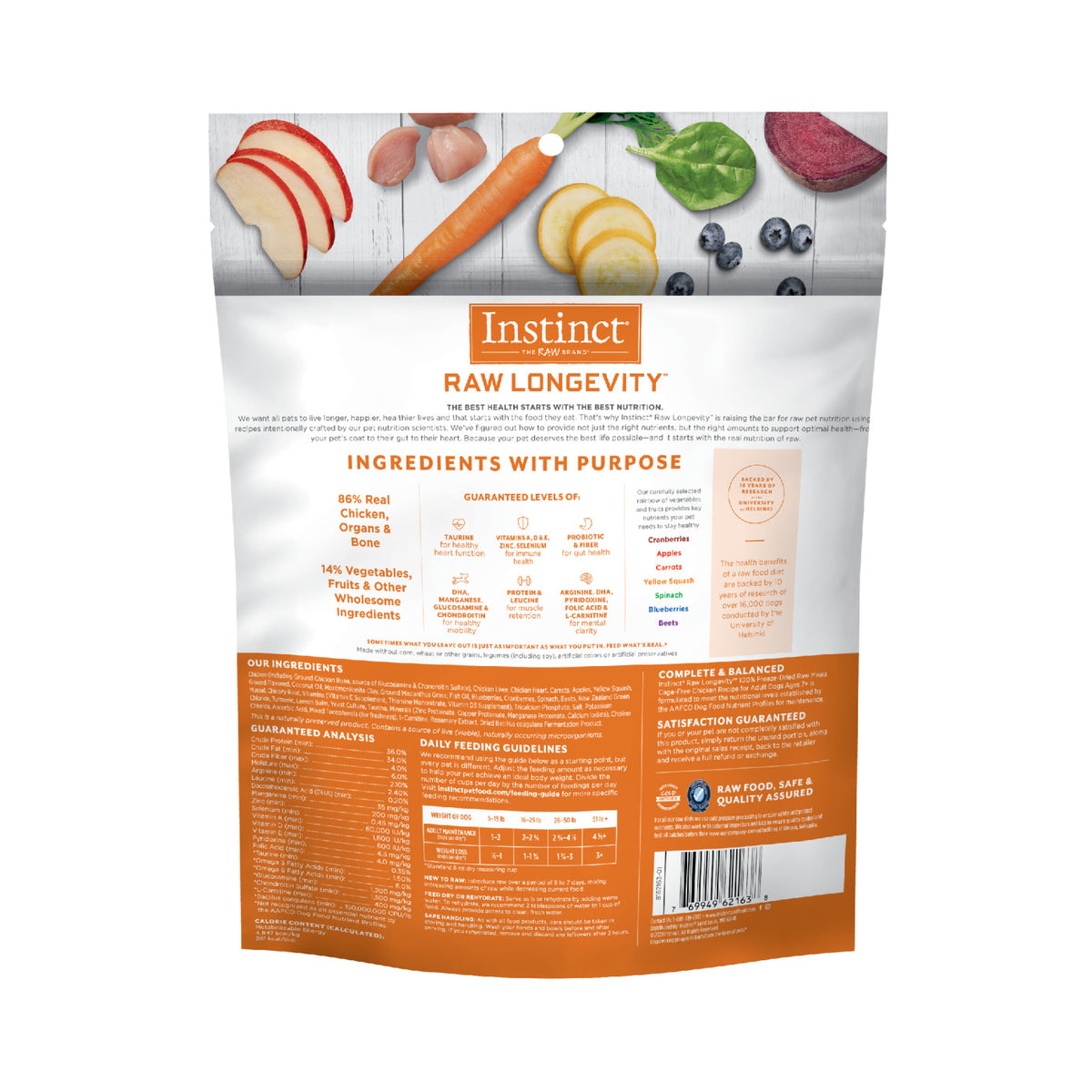 Instinct® Raw Longevity™ 100% Freeze-Dried Raw Meals Cage-Free Chicken Recipe for Adult Dogs Ages 7+