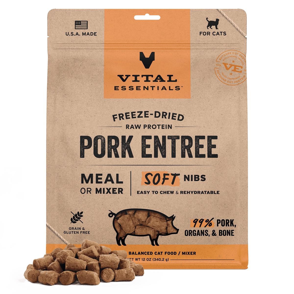 Vital Essentials Freeze-Dried Raw Pork Cat Food