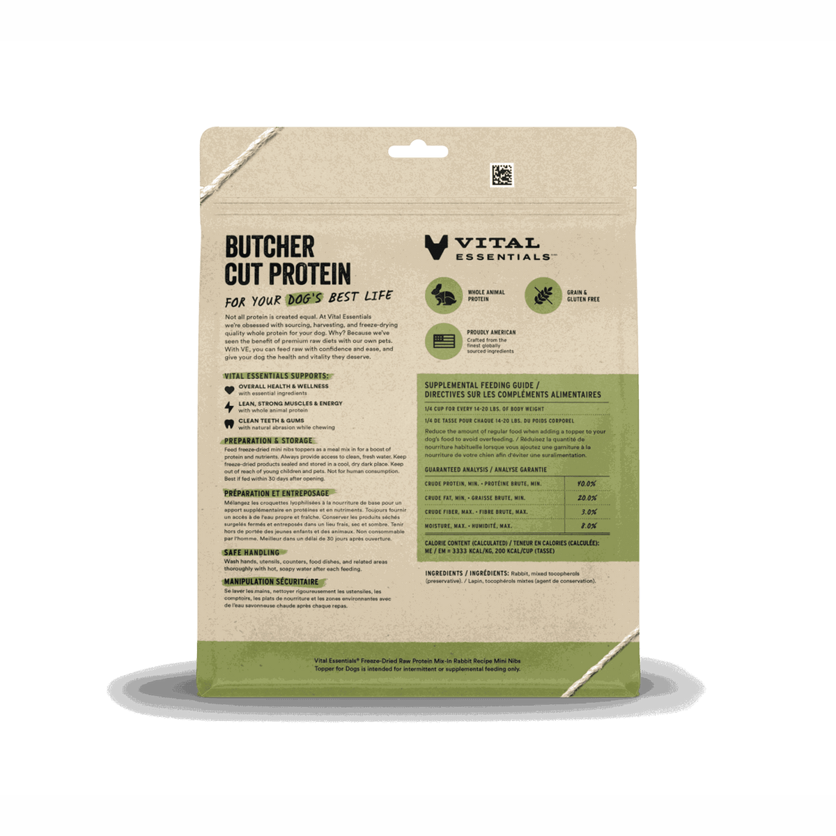 Vital Essentials Freeze-Dried Raw Protein Mix-In Rabbit Dog Meal Topper