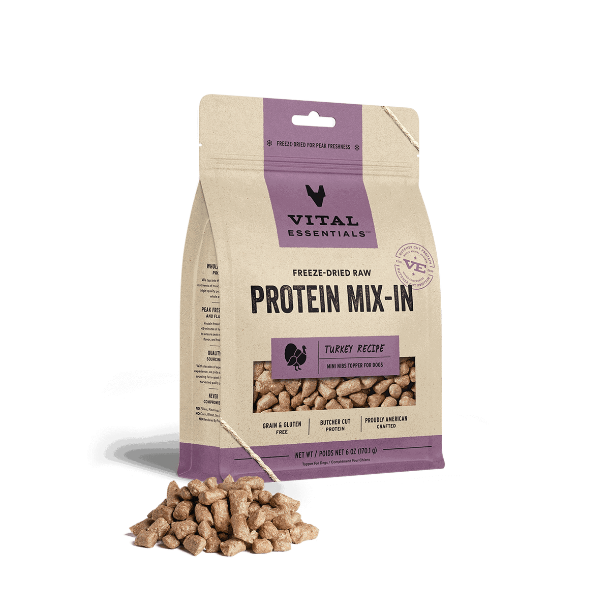 Vital Essentials Freeze-Dried Raw Protein Mix-In Turkey Dog Meal Topper