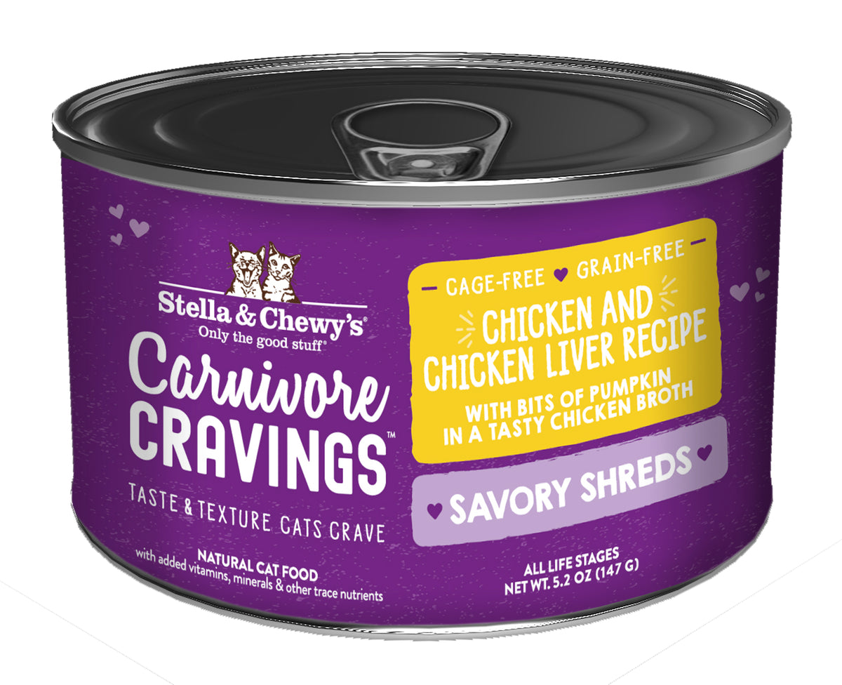 Stella &amp; Chewy&#39;s Carnivore Cravings Savory Shreds Chicken &amp; Chicken Liver Canned Cat Food