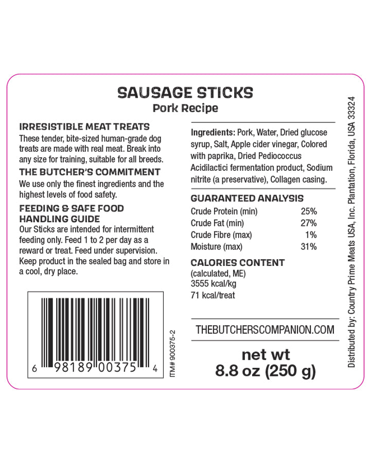 The Butcher&#39;s Companion Pork Sausage Sticks Dog Treats