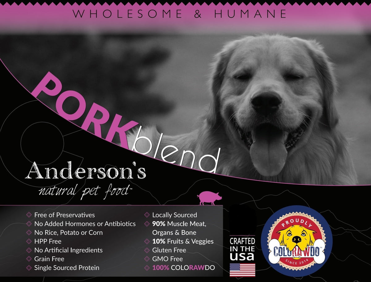 Anderson&#39;s Colorado Pasture-Raised Pork Blend Frozen Raw Dog Food