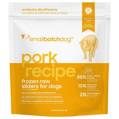 Small Batch Pork Sliders Frozen Raw Dog Food