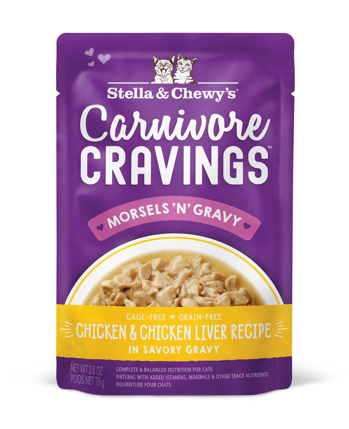 Stella &amp; Chewy&#39;s Carnivore Cravings Morsels &#39;N&#39; Gravy Chicken &amp; Chicken Liver Cat Food