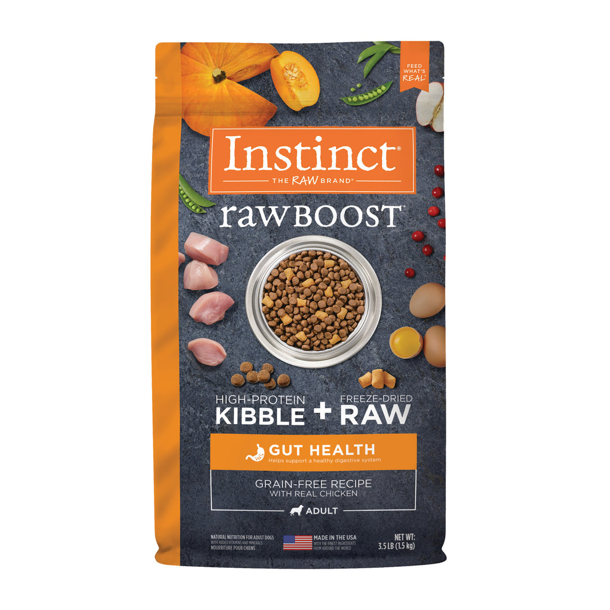 Instinct Raw Boost Gut Health Grain-Free Recipe with Real Chicken Dry Dog Food