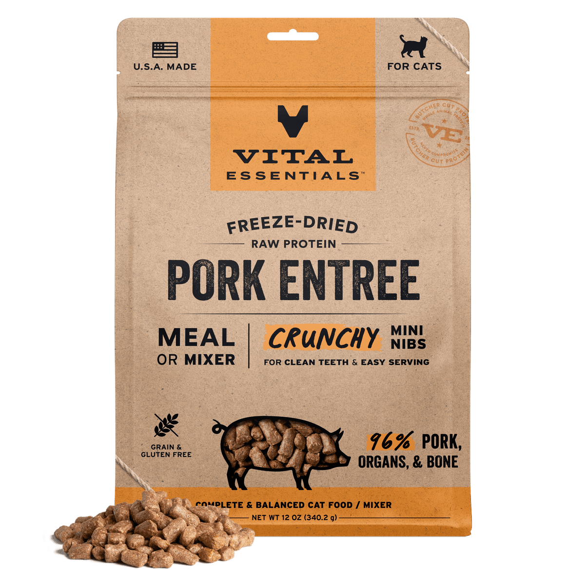 Vital Essentials Freeze-Dried Raw Pork Cat Food