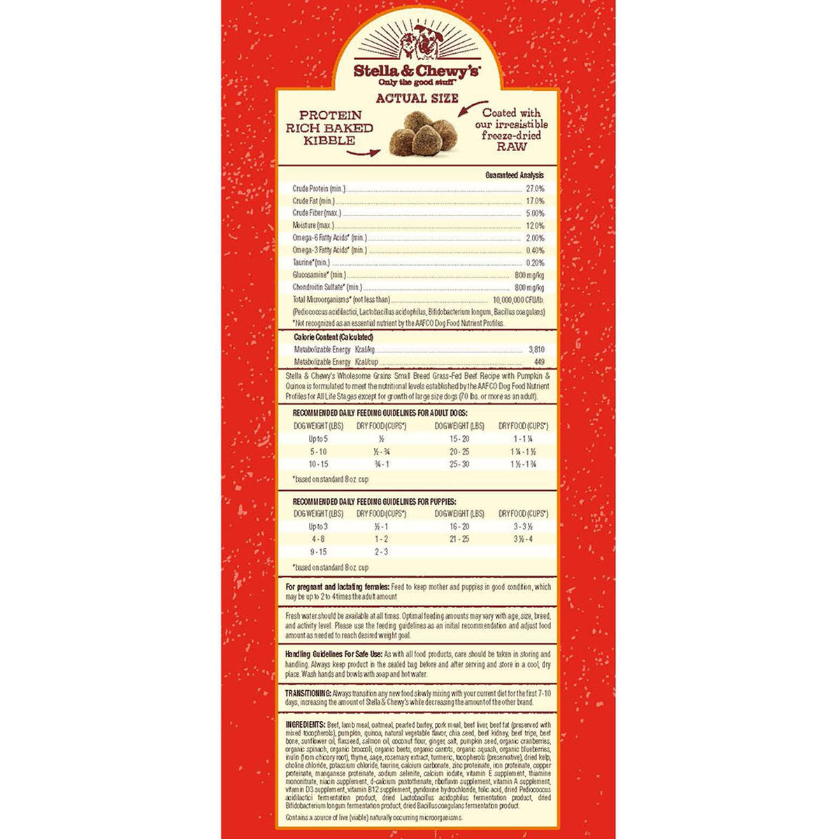 Stella &amp; Chewy&#39;s Kibble Raw Coated Wholesome Grains Beef Small Breed Dog Food