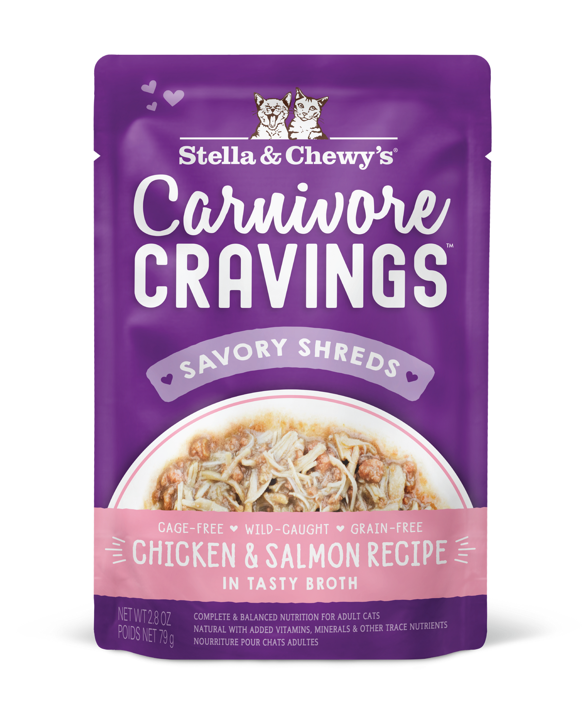 Stella &amp; Chewy&#39;s Savory Shreds Carnivore Cravings Chicken &amp; Salmon Cat Food