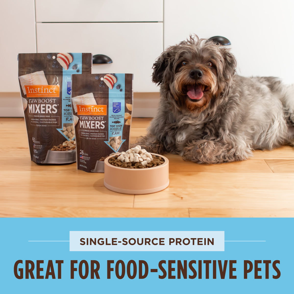 Instinct Raw Boost Mixers Grain-Free Wild-Caught Alaskan Pollock Recipe Freeze-Dried Dog Food Topper