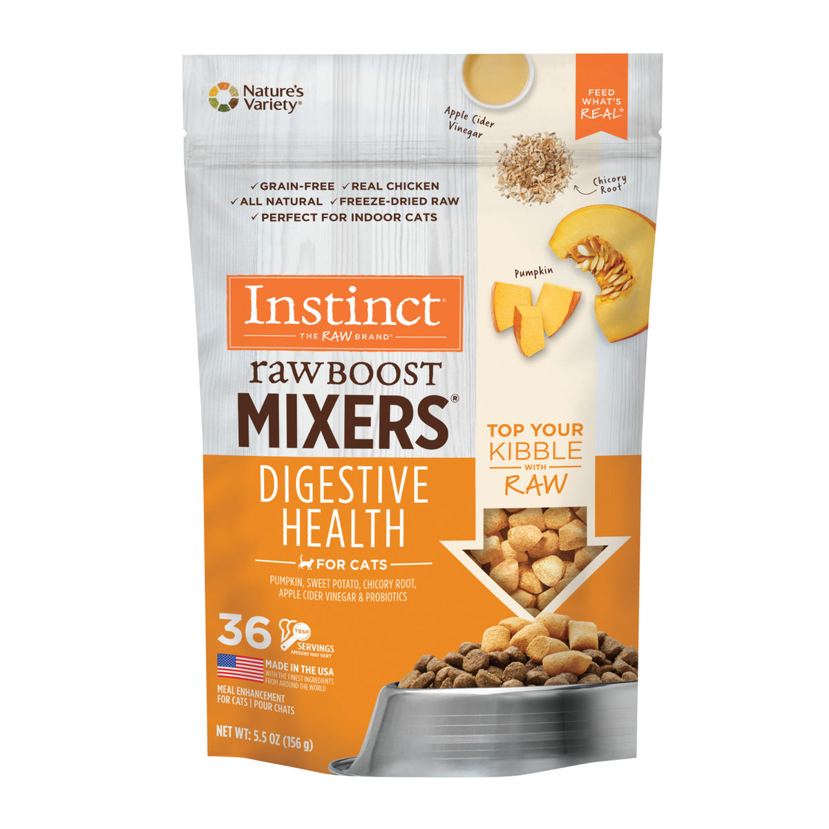 Instinct Freeze-Dried Raw Boost Mixers Grain-Free Digestive Health Recipe Cat Food Topper