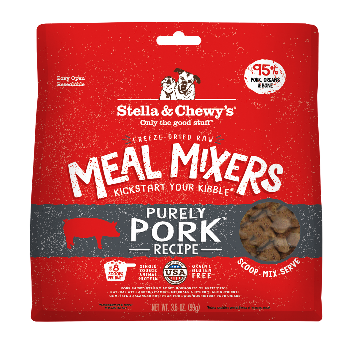 Stella &amp; Chewy&#39;s Freeze-Dried Raw Purely Pork Meal Mixers Dog Food Topper