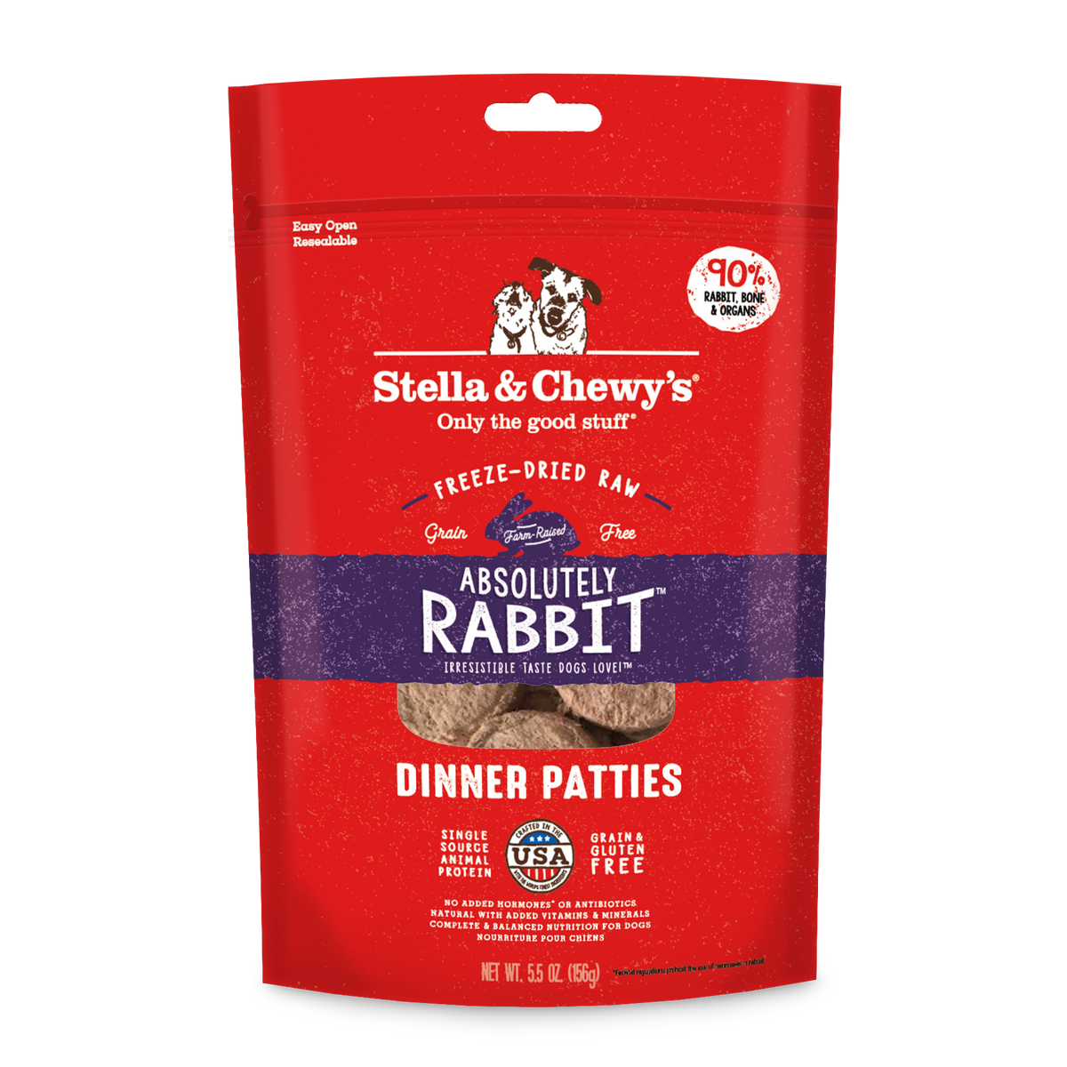 Stella &amp; Chewy&#39;s Freeze-Dried Raw Absolutely Rabbit Dinner Patties Dog Food