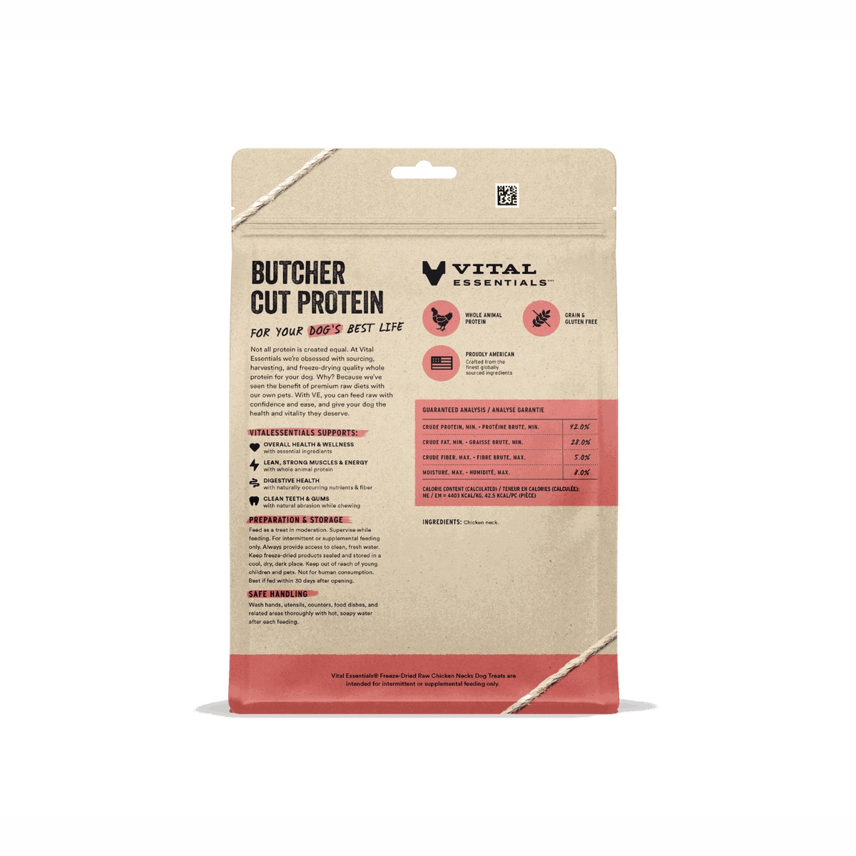Vital Essentials Freeze-Dried Raw Chicken Necks Dog Treats