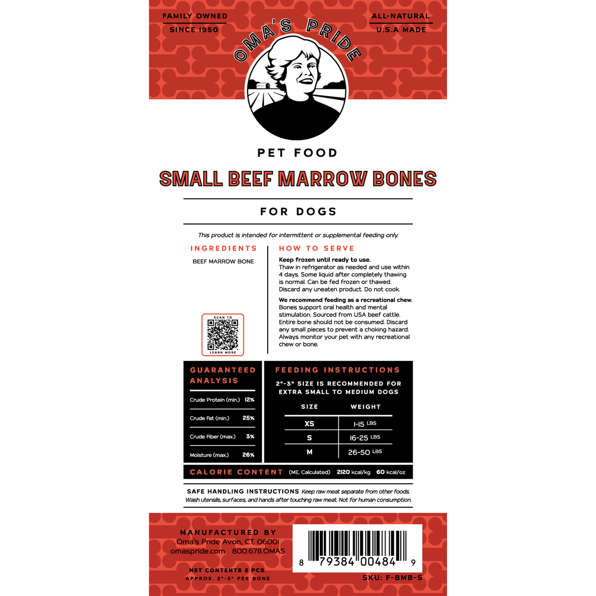 Oma&#39;s Pride Beef Bone Marrow Bone Dog Chews
