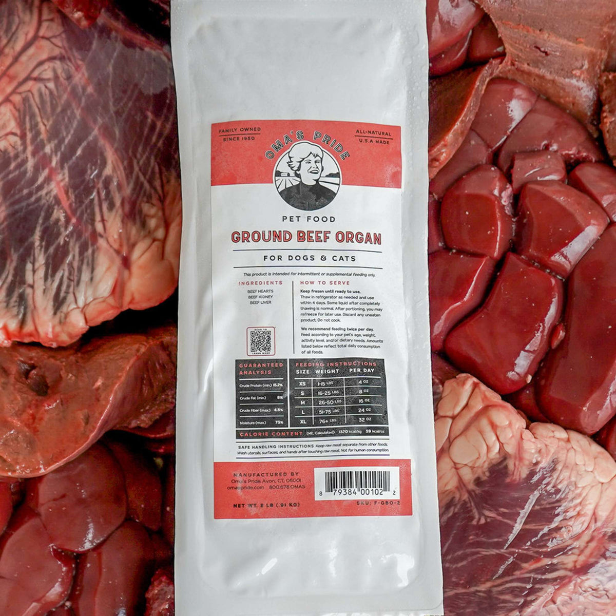 Oma&#39;s Pride Frozen Raw Ground Beef Organ for Dogs &amp; Cats