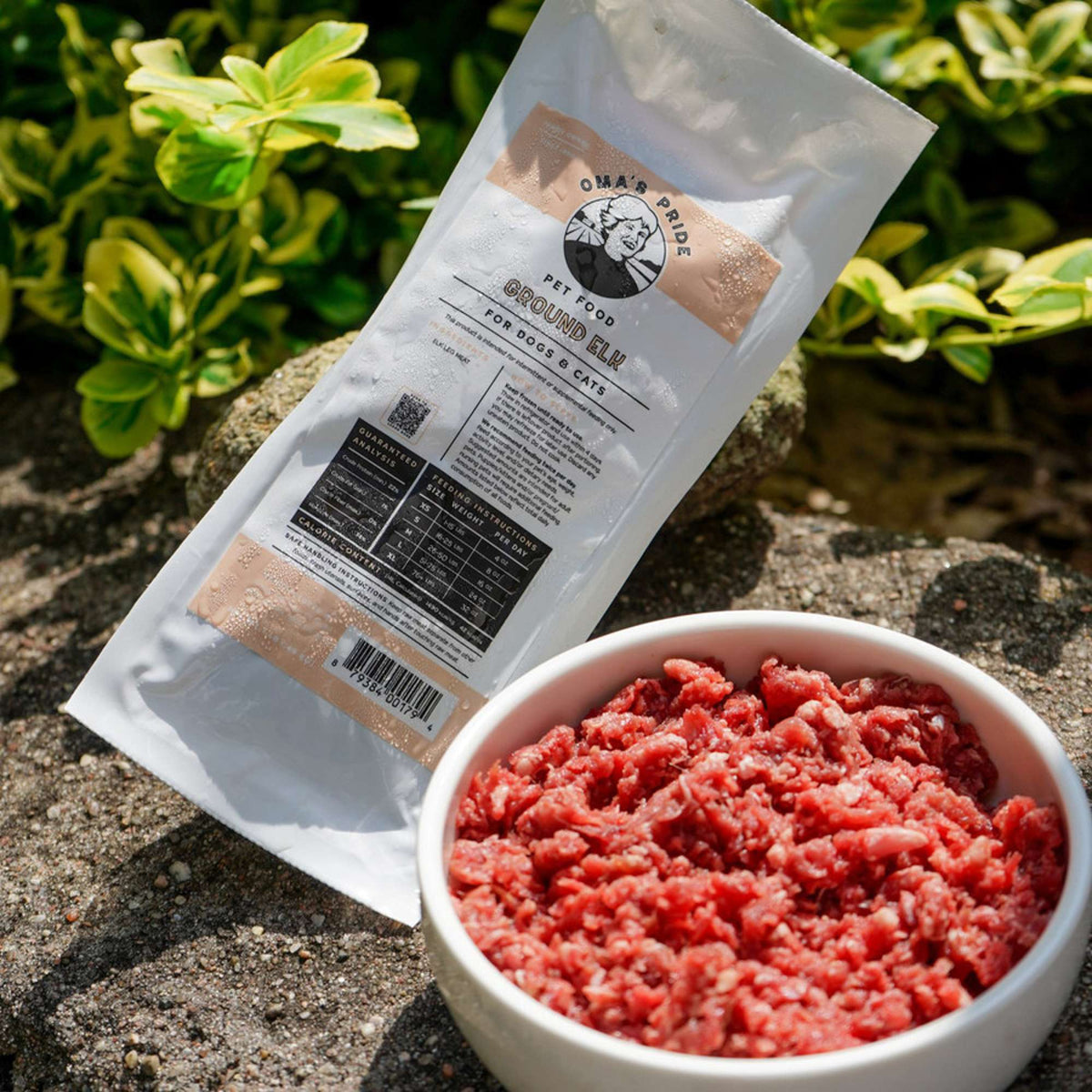 Oma&#39;s Pride Frozen Raw Ground Elk for Dogs &amp; Cats