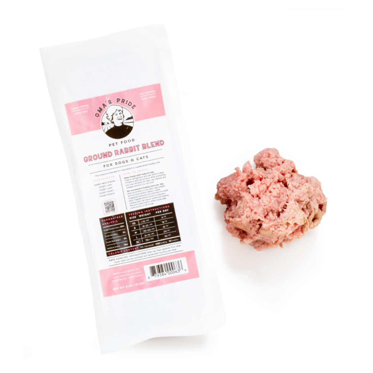 Oma&#39;s Pride Frozen Raw Ground Rabbit for Dogs &amp; Cats