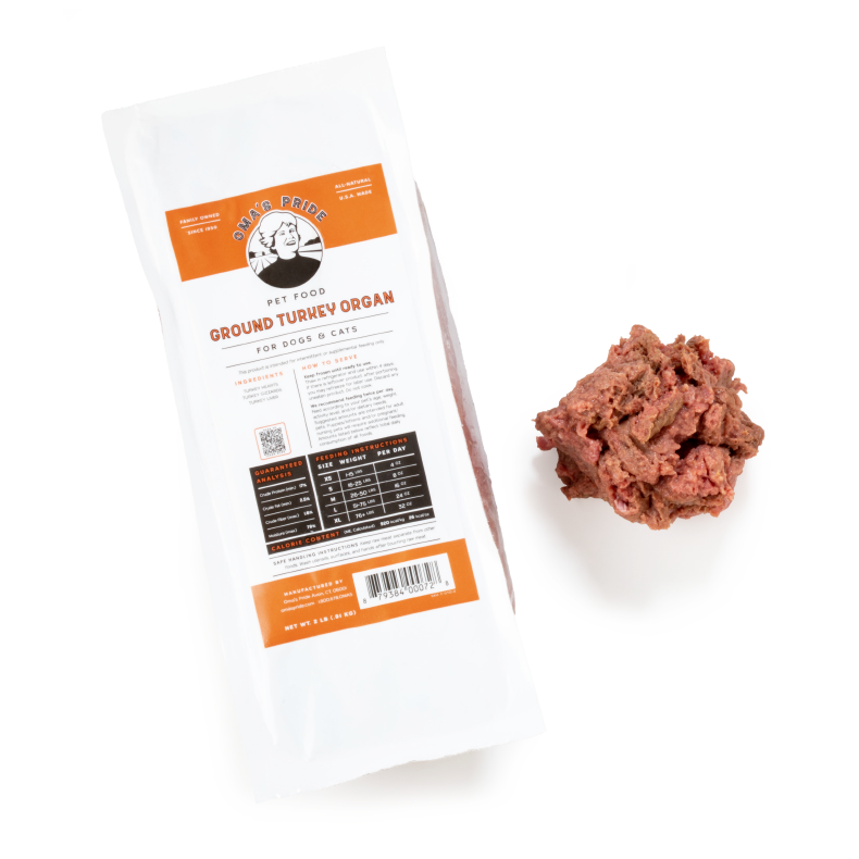 Oma&#39;s Pride Frozen Raw Ground Turkey Organ for Dogs &amp; Cats