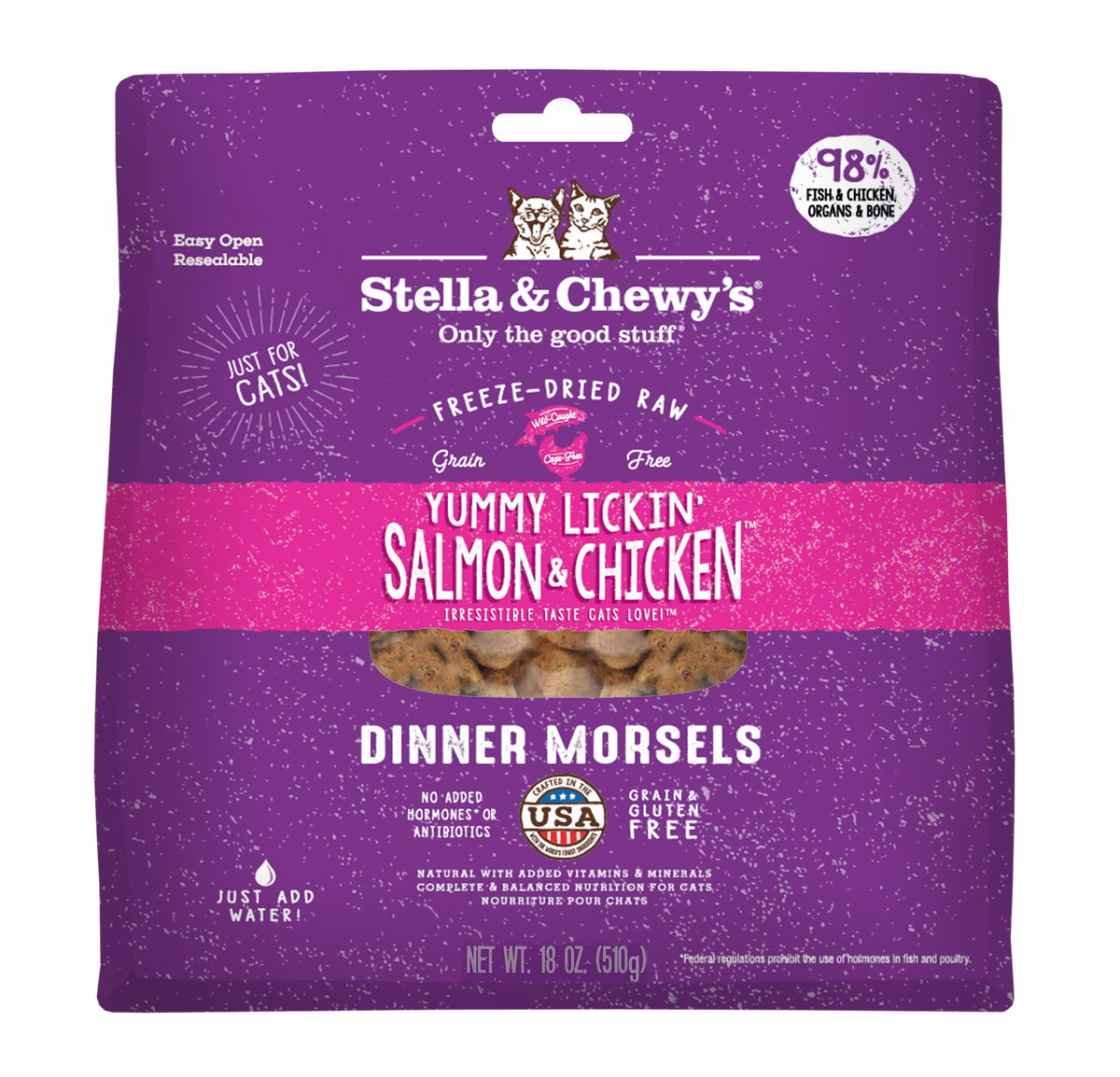 Stella &amp; Chewy&#39;s Freeze-Dried Raw Yummy Lickin Salmon &amp; Chicken Dinner Morsels Cat Food